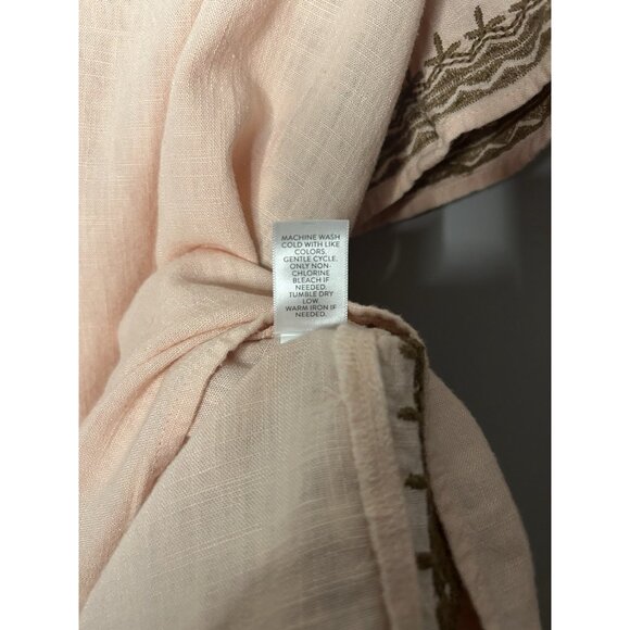 J Jill Women's Size L Shirt Linen Blend Tunic Top Boho Embroidered Short Sleeve - Picture 5 of 9